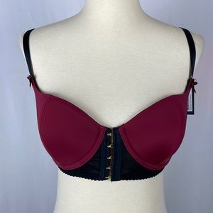 NWT Contradiction Pour Moi Black & Wine Hook Up Underwire Bra - Size 32D